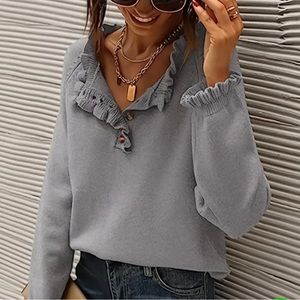 Ruffle neck sweater